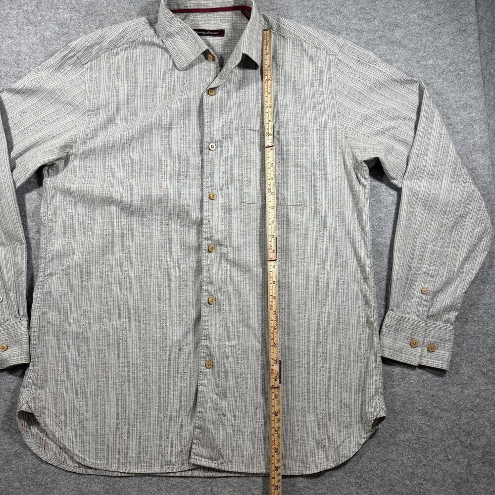 Vintage Tommy Bahama Silk Shirt Mens M Gray Long Sleeve Button Up Textured Beach - Picture 7 of 15